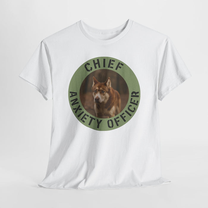 Chief Anxiety Officer T-Shirt — Funny Dog Graphic Tee for Dog Lovers & Anxious Humor