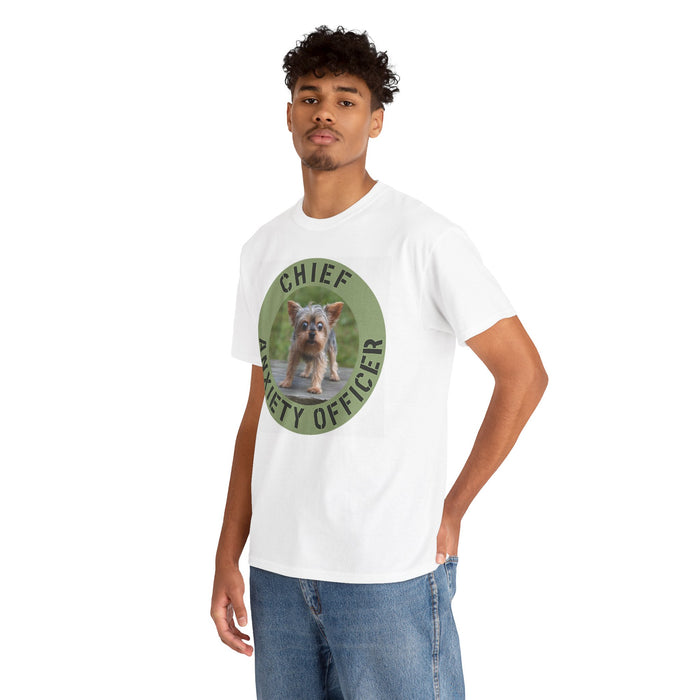 Yorkie Chief Anxiety Officer T-Shirt — Cute Nervous Dog Graphic Tee