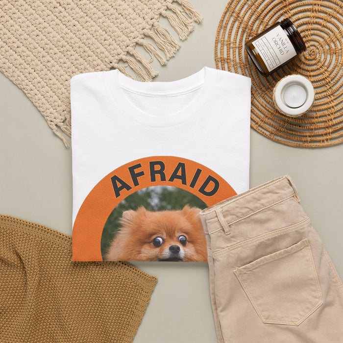 T-Shirt — "Afraid But Trying" Pomeranian Motivational Tee