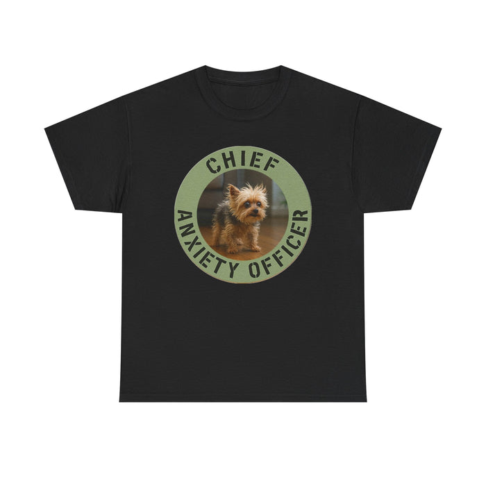 Chief Anxiety Officer T‑Shirt — Cute Yorkie Dog Graphic Tee