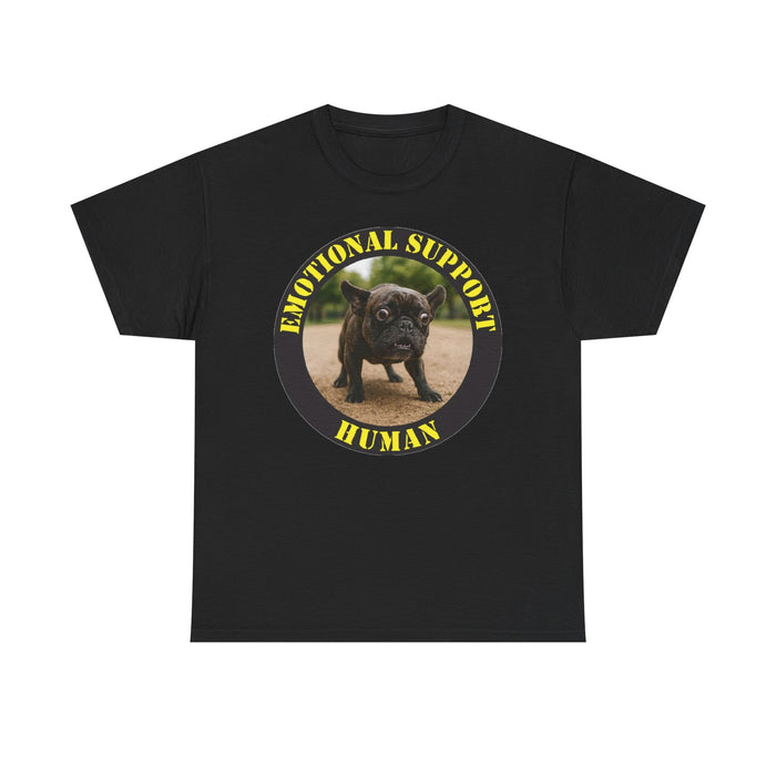 Emotional Support Human T-Shirt — Funny Pet Therapy Tee with Pug Photo