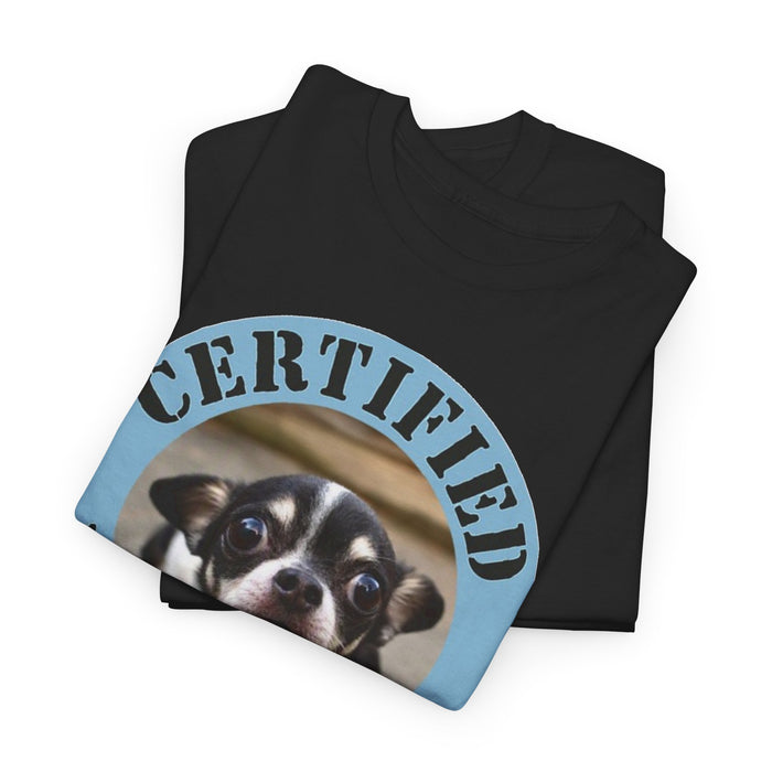 Certified Velcro Dog T‑Shirt — Funny Rescue/Chihuahua Pet Lover Tee