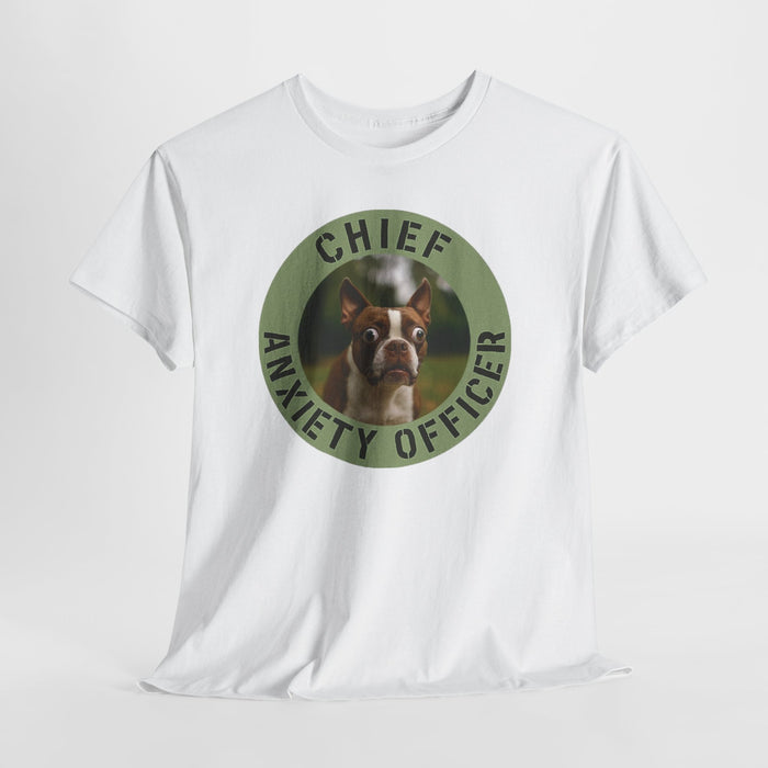 Chief Anxiety Officer Dog T-Shirt — Funny Boston Terrier Pet Tee