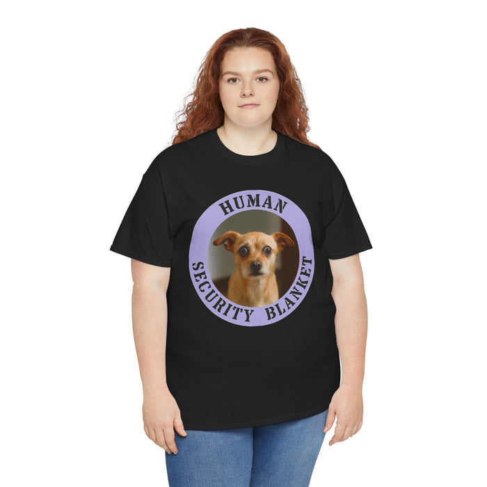 Human Security Blanket T-Shirt — Cute Dog Photo Graphic Tee