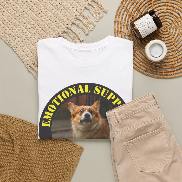 Emotional Support Human Tee — Corgi Patch Graphic T-Shirt