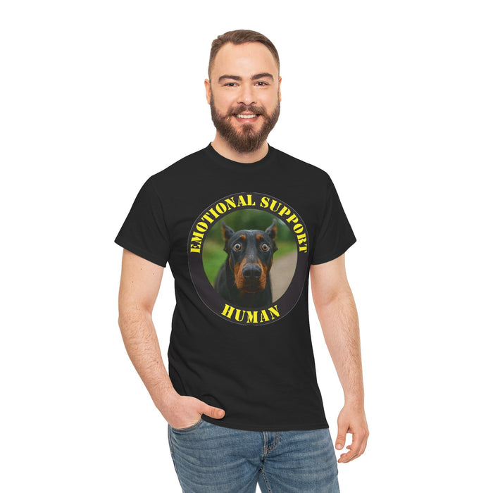 Emotional Support Human T‑Shirt — Doberman Pet Lover Tee