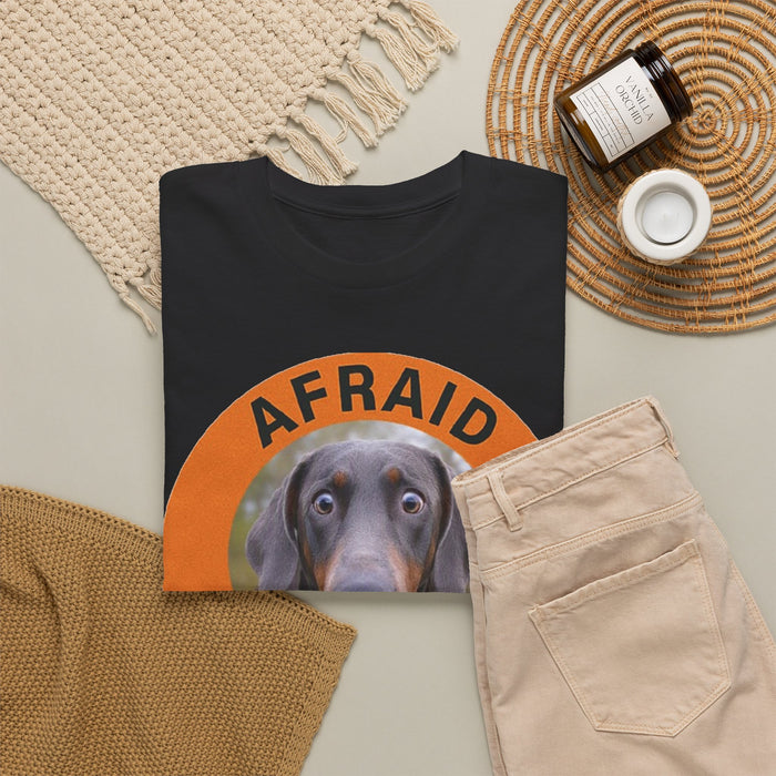 Doberman Afraid But Trying Tee — Cute Anxious Dog Motivational Graphic T-Shirt