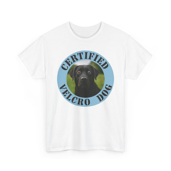 Labrador retriever Certified Velcro Dog T‑Shirt — Funny Black Lab Pet Owner Tee