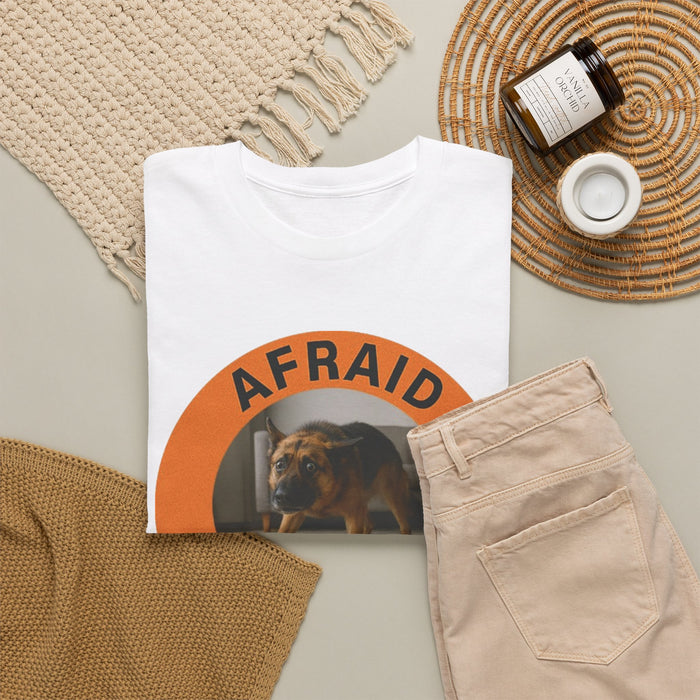 Afraid But Trying Tee — Cute Dog Motivational Graphic T-Shirt