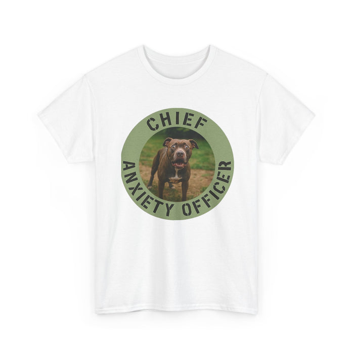 Dog Lover T-Shirt — "Chief Anxiety Officer" Graphic Tee with Funny Pup Design