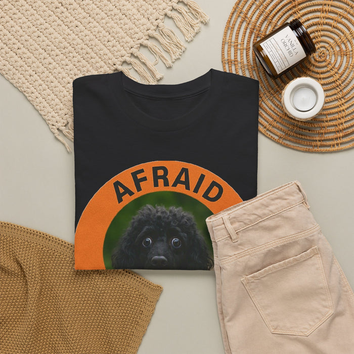 Afraid But Trying T‑Shirt — Cute Nervous Poodle Graphic Tee