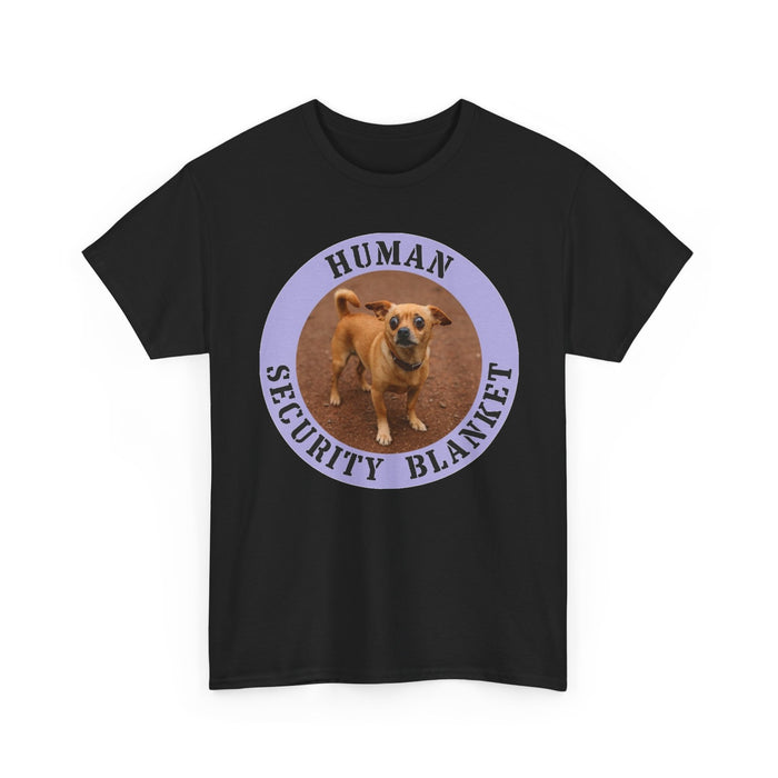 Human Security Blanket T‑Shirt — Cute Dog Photo Tee