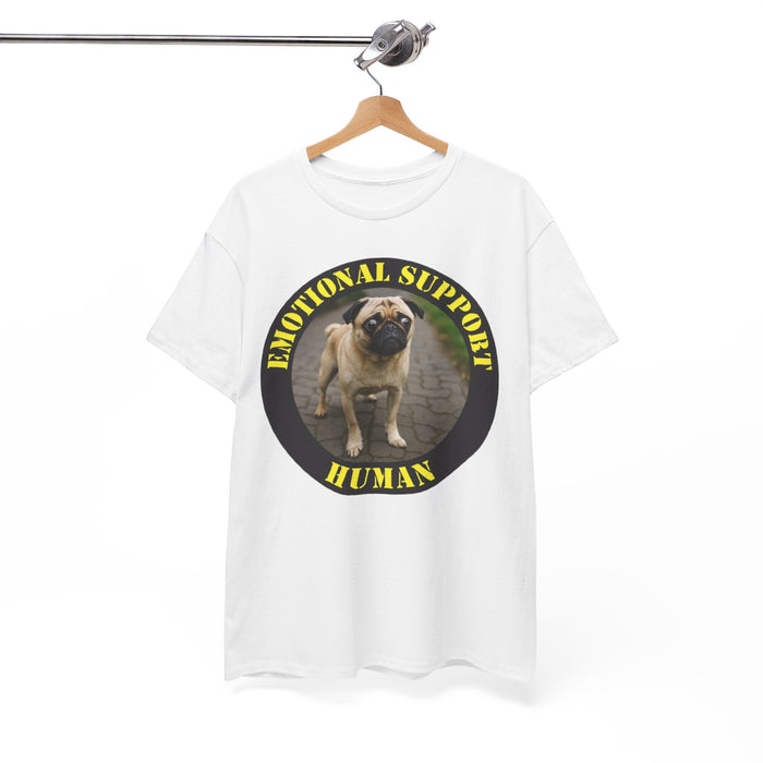 Emotional Support Human T‑Shirt — Funny Pug Pet Lover Tee