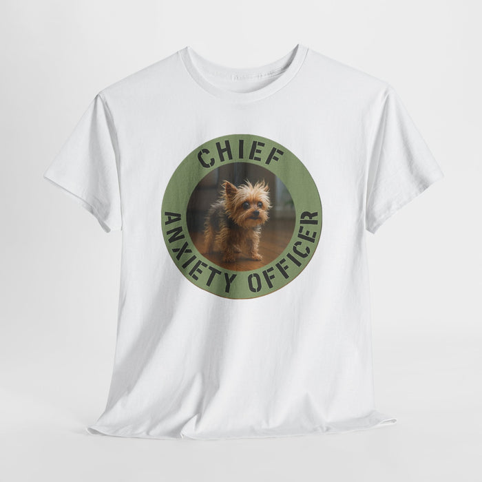 Chief Anxiety Officer T‑Shirt — Cute Yorkie Dog Graphic Tee