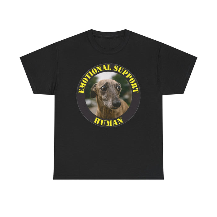 Emotional Support Human Tee — Cute Greyhound Photo Graphic Shirt