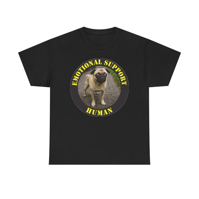 Emotional Support Human T‑Shirt — Funny Pug Pet Lover Tee