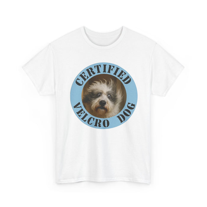 Certified Velcro Dog T‑Shirt — Funny Pet Lover Tee featuring Dog Portrait