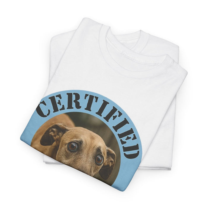 T-Shirt — "Certified Velcro Dog" Graphic Tee (Funny Dog Lover Shirt)