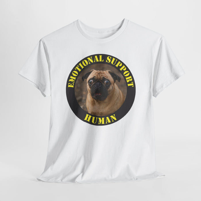 Emotional Support Human T-Shirt – Pug Graphic Tee, Funny Dog Lover Gift