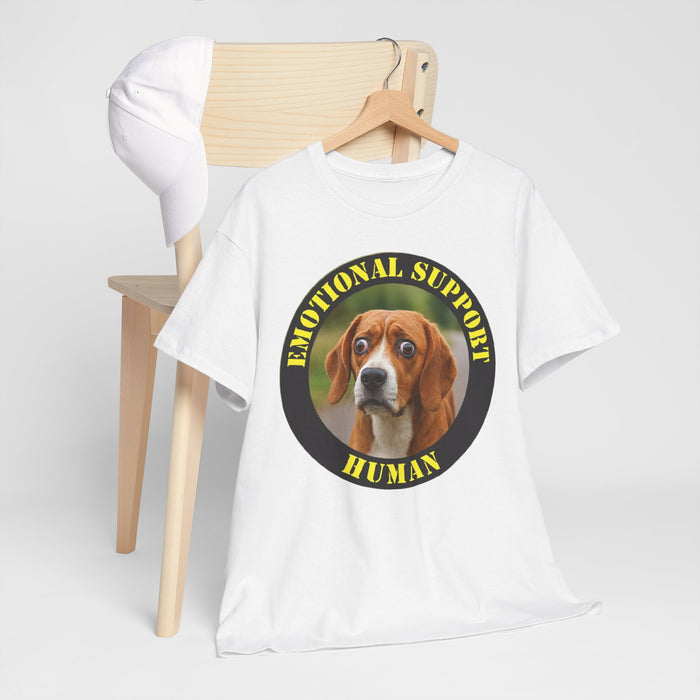 Emotional Support Human Tee — Funny Dog Badge T-Shirt