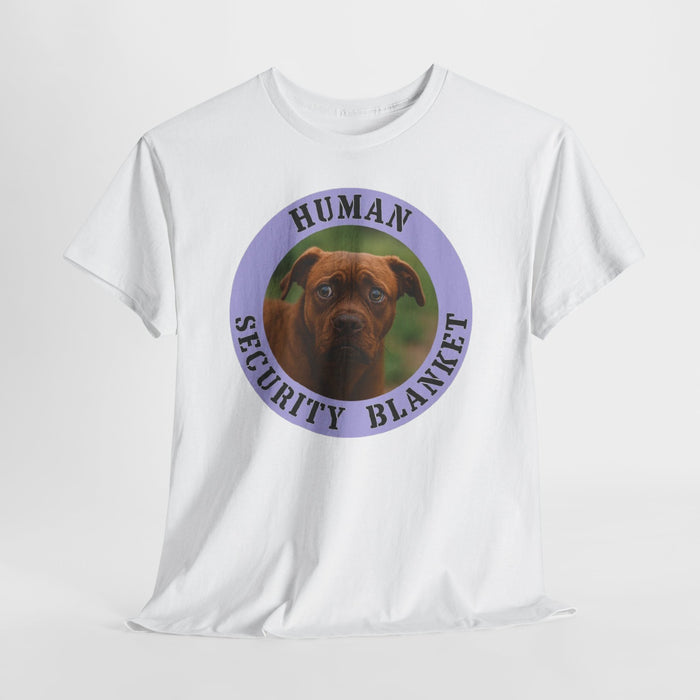 Pit Bull Dog “Human Security Blanket” T-Shirt — Cute Boxer Pup Graphic Tee