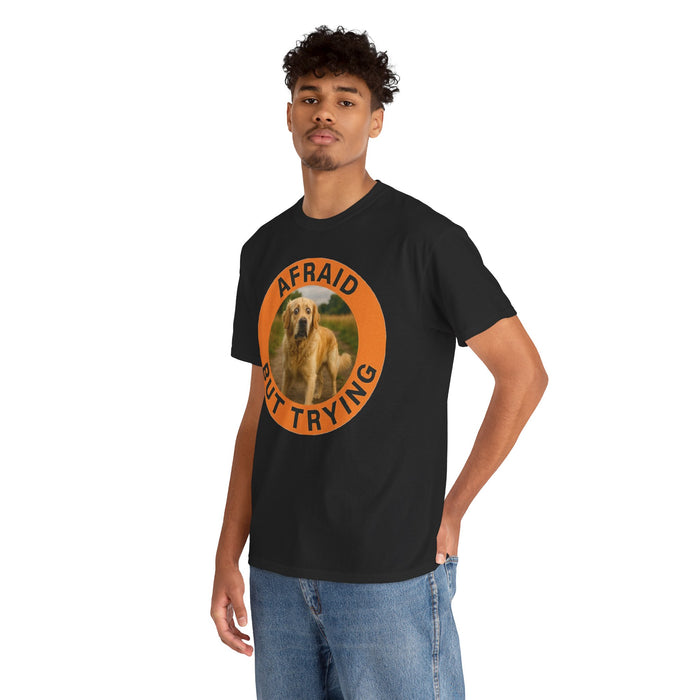 Golden Retriever Afraid But Trying Dog Graphic Tee